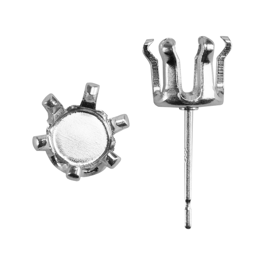 Sterling Silver Snap-Set Prong Setting with Post - Round