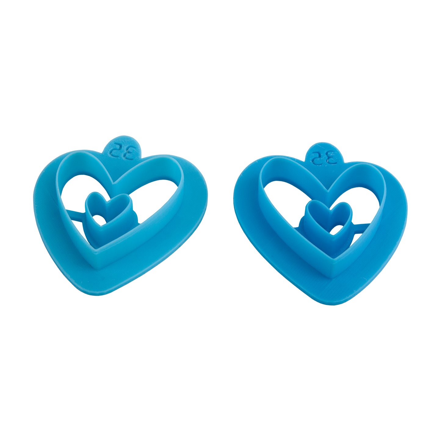 blue plastic Sully's Clay - Big Sided Heart - Double Mirrored Set