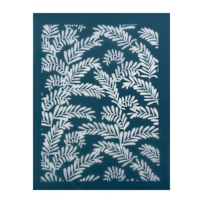 blue EZ Print Silk Screen - Curved Fern Leaves