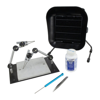 Soldering Bundle

Choose from dropdown: Bundle with or without Fume Extractor

What's included:&nbsp;

Double Third Hand Station
Fine Point Stainless Steel Tweezers
Titanium Solder Pick
Handy Flux - 7oz

Optional addition: Fume Extractor
