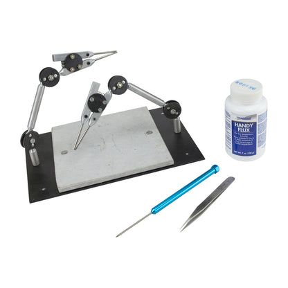 Soldering Bundle

Choose from dropdown: Bundle with or without Fume Extractor

What's included:&nbsp;

Double Third Hand Station
Fine Point Stainless Steel Tweezers
Titanium Solder Pick
Handy Flux - 7oz

Optional addition: Fume Extractor