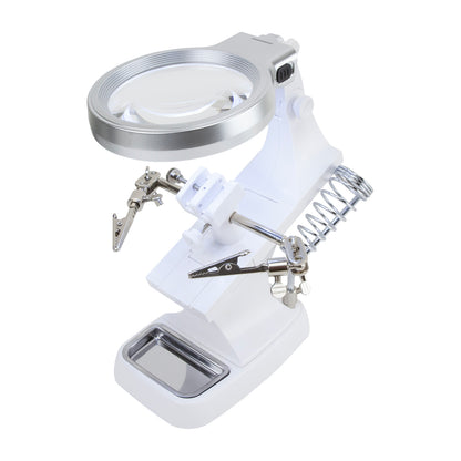 Third Hand Station with LED Magnifier

Perfect for jewelry makers, this versatile 3rd hand tool offers hands-free support for fine work like beadwork, wire wrapping, gemstone setting, and precision soldering. Its sturdy, flexible arms and powerful magnifying glass provide the stability and clarity needed for detailed craftsmanship. 3x/4.5x Magnification.