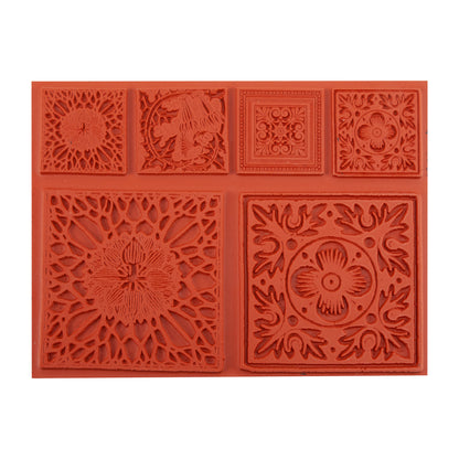 Rubber Enameling Stamp - Summer Tiles