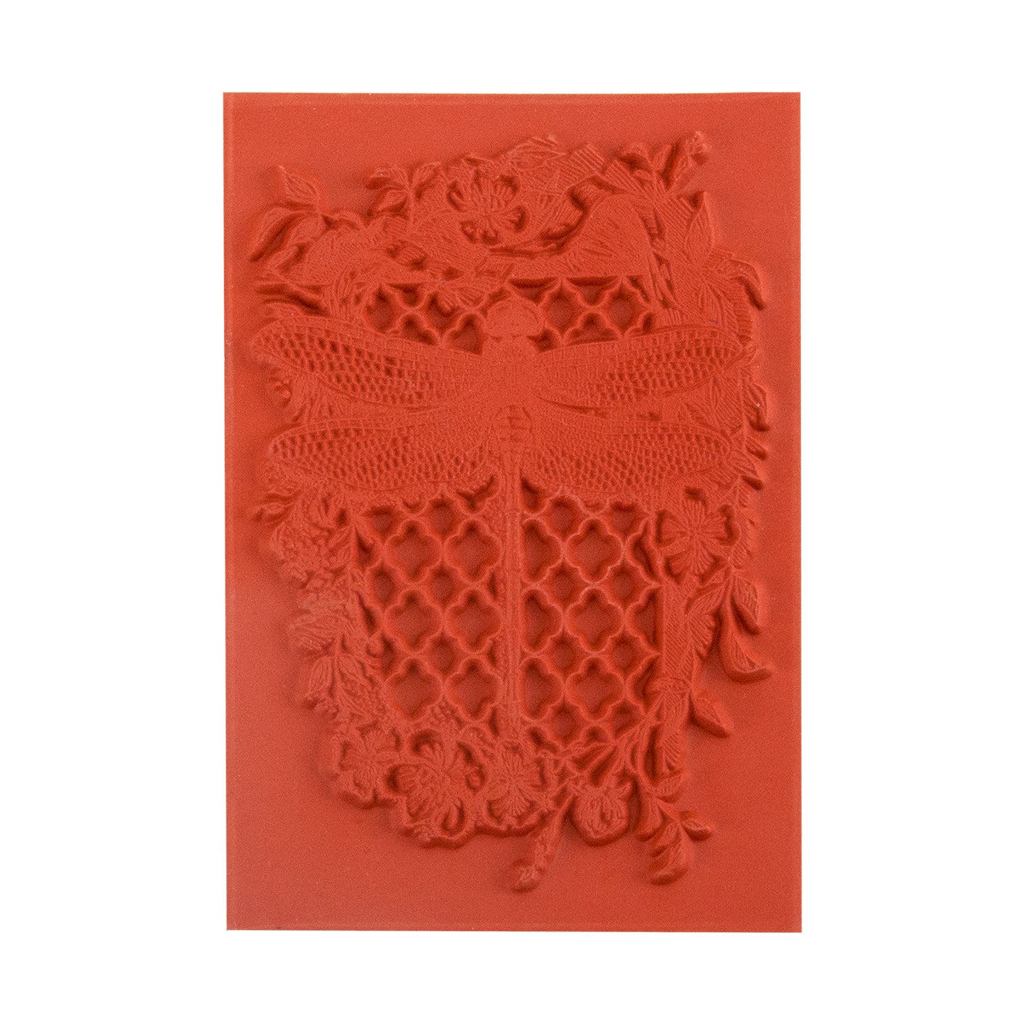 Rubber Enameling Stamp - Dragonfly Quatrefoil