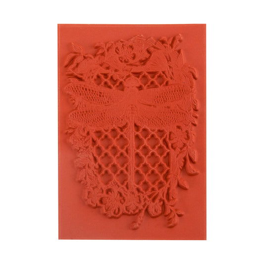 Rubber Enameling Stamp - Dragonfly Quatrefoil