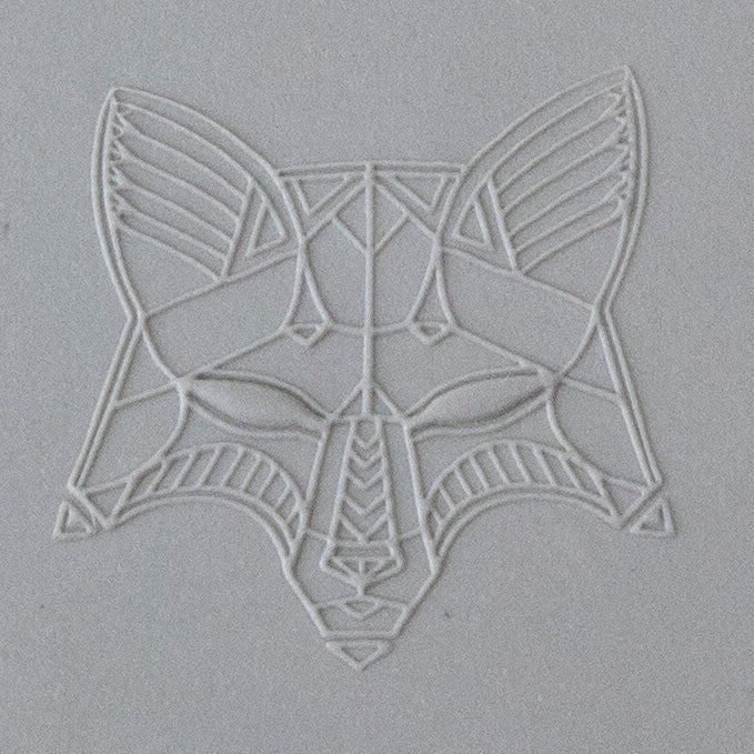 Jewelry Artist Elements - Texture - Stylized Animals: Fox, Ram, Wolf & Bear sample in gray clay