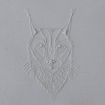 Jewelry Artist Elements - Texture - Stylized Animals: Owl, Lynx & Eagle sample in gray clay