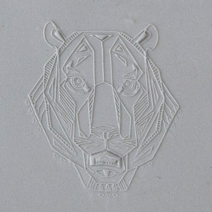 Jewelry Artist Elements - Texture - Stylized Animals:  Bobcat, Deer, Tiger & Lion sample in gray clay