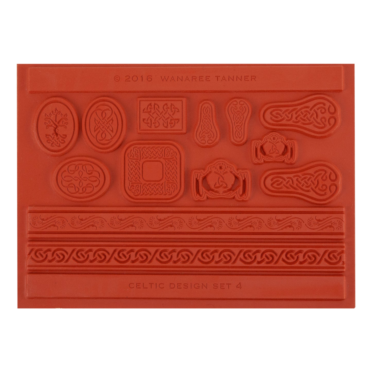 orange Wanaree Tanner Signature Texture Plate - Trinity Claddagh & Tree of Life