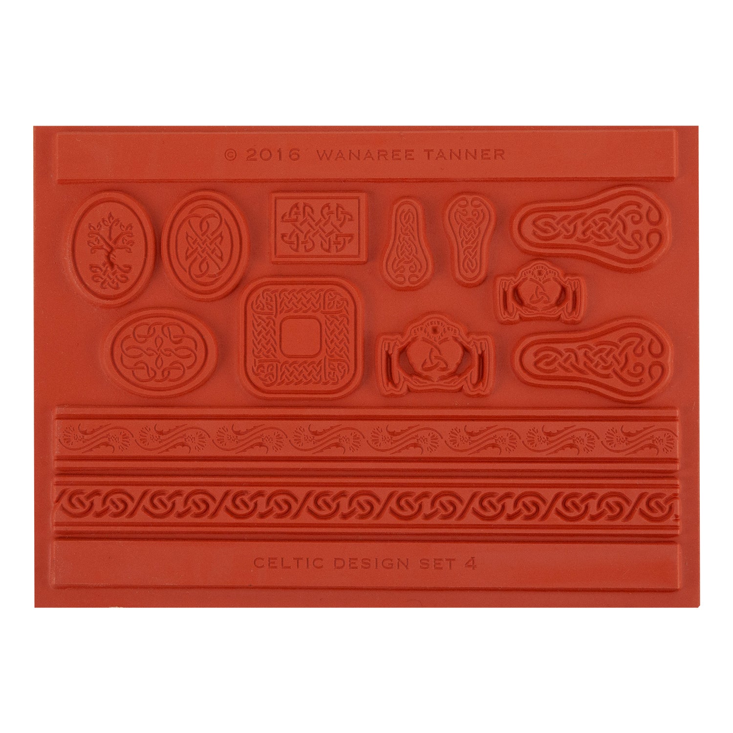 orange Wanaree Tanner Signature Texture Plate - Trinity Claddagh & Tree of Life