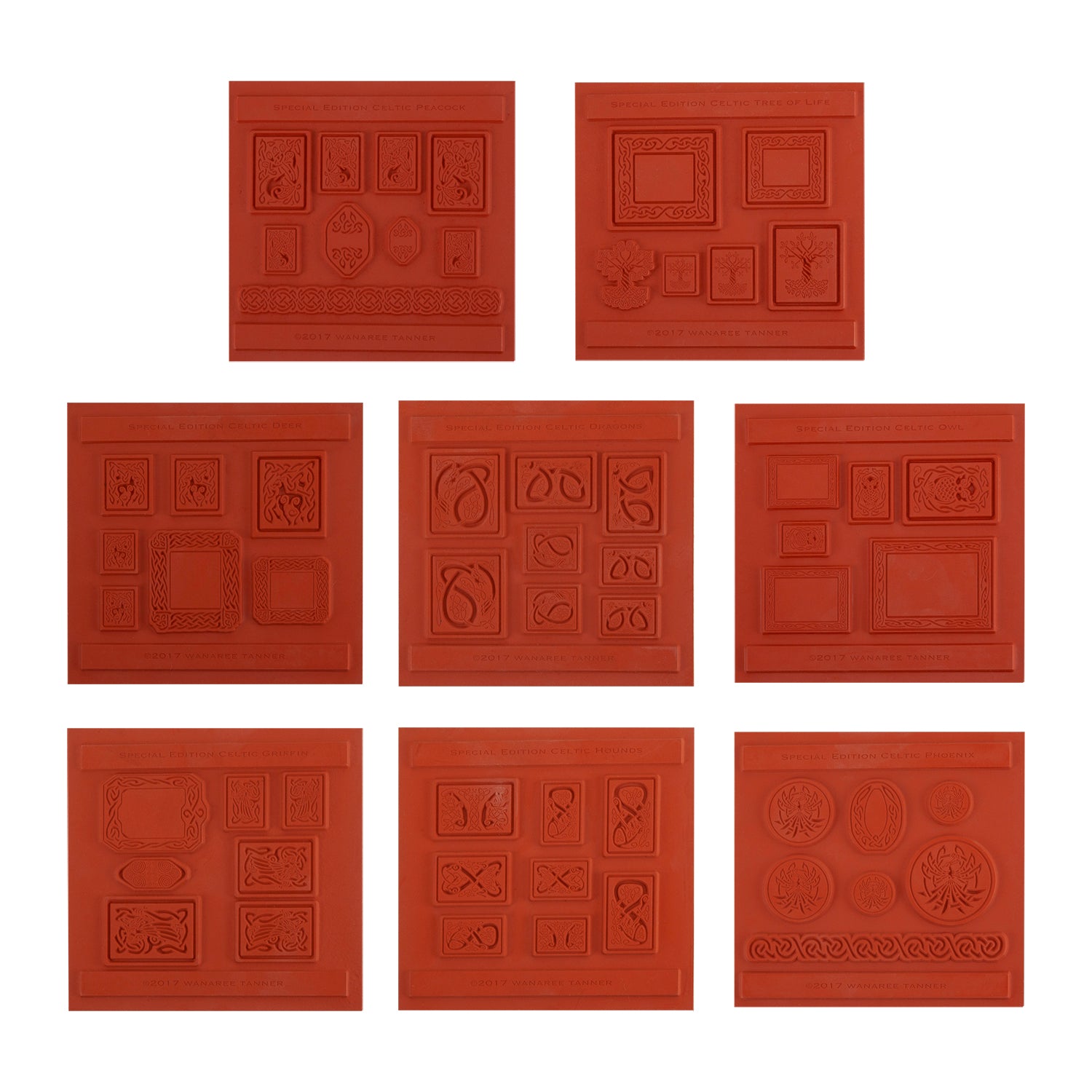 orange Wanaree Tanner Special Edition Signature Celtic Texture Plates - Set of 8