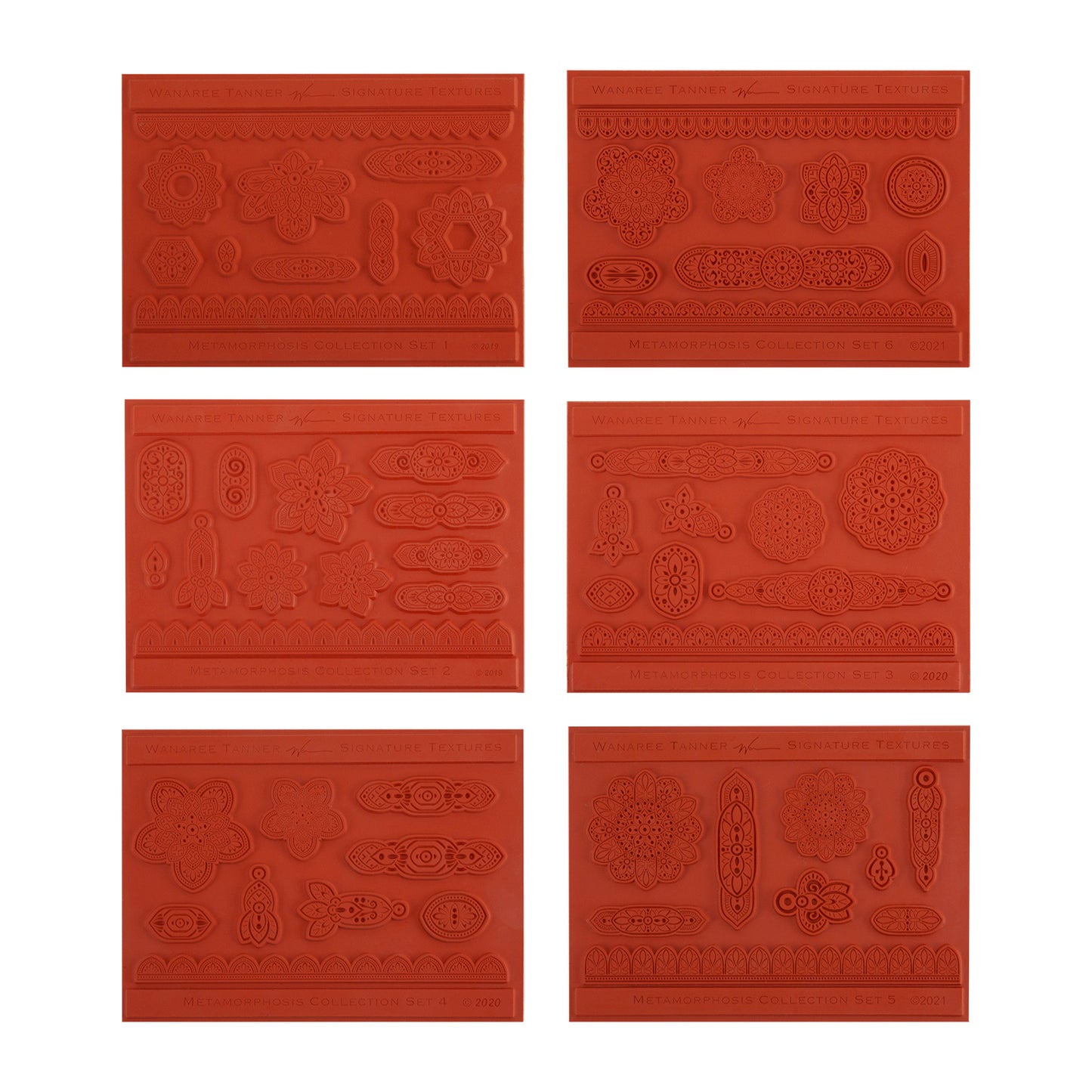orange Wanaree Tanner Texture Plates - Metamorphosis - Set of 6