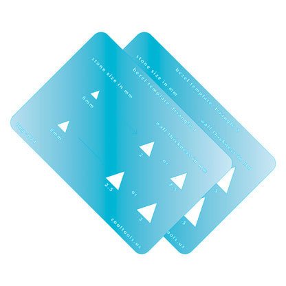 plastic Bezel Template Set - Triangle Two blue triangular bezel templates on a white background
