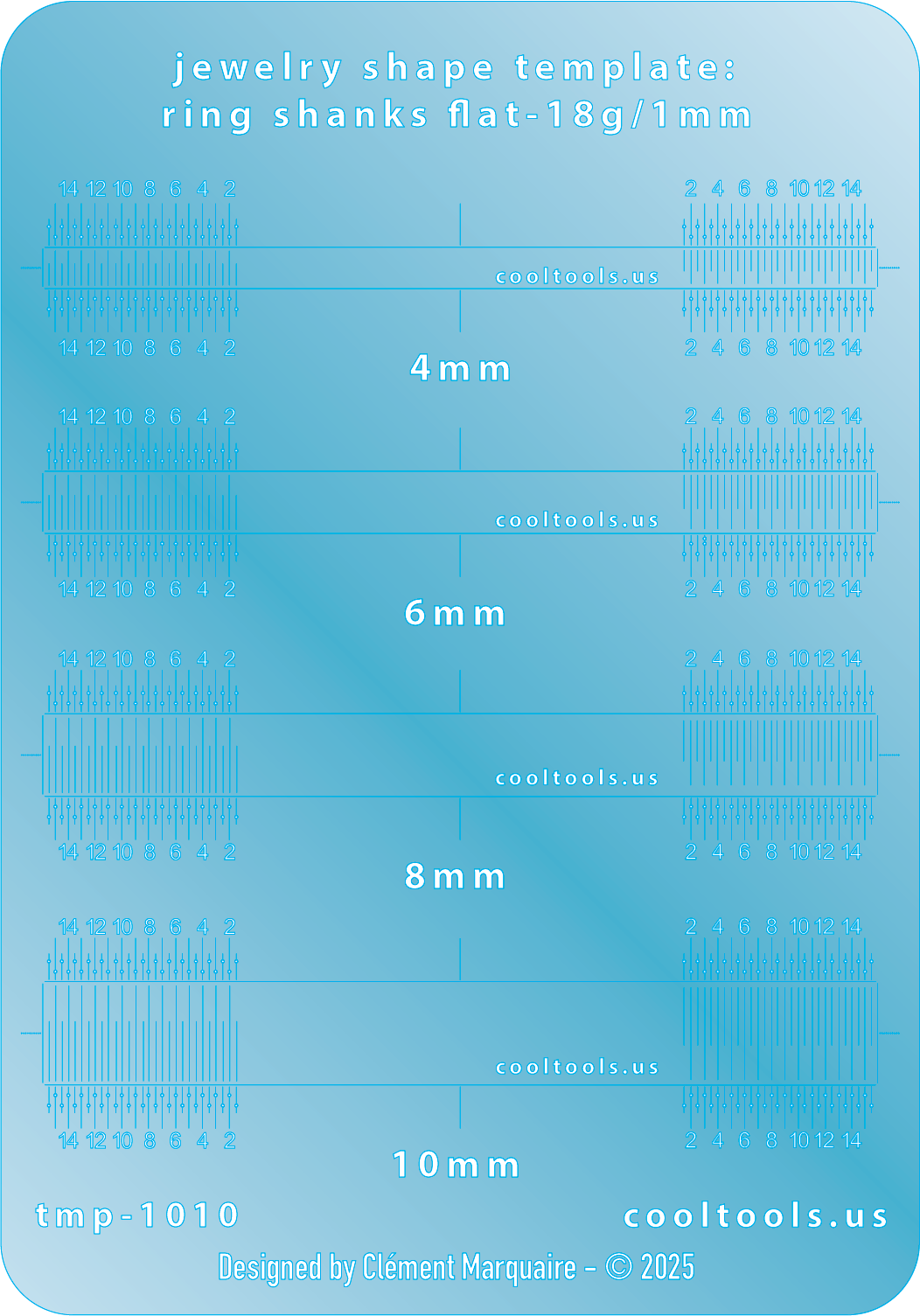 blue plastic Ring Shank Template - Flat - 18g / 1mm