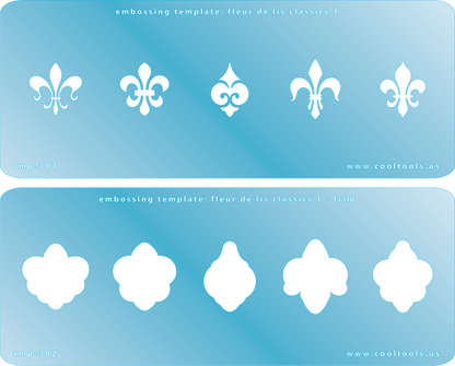 2 Blue Plastic Embossing Template Set - Fleur de Lis Classics 1