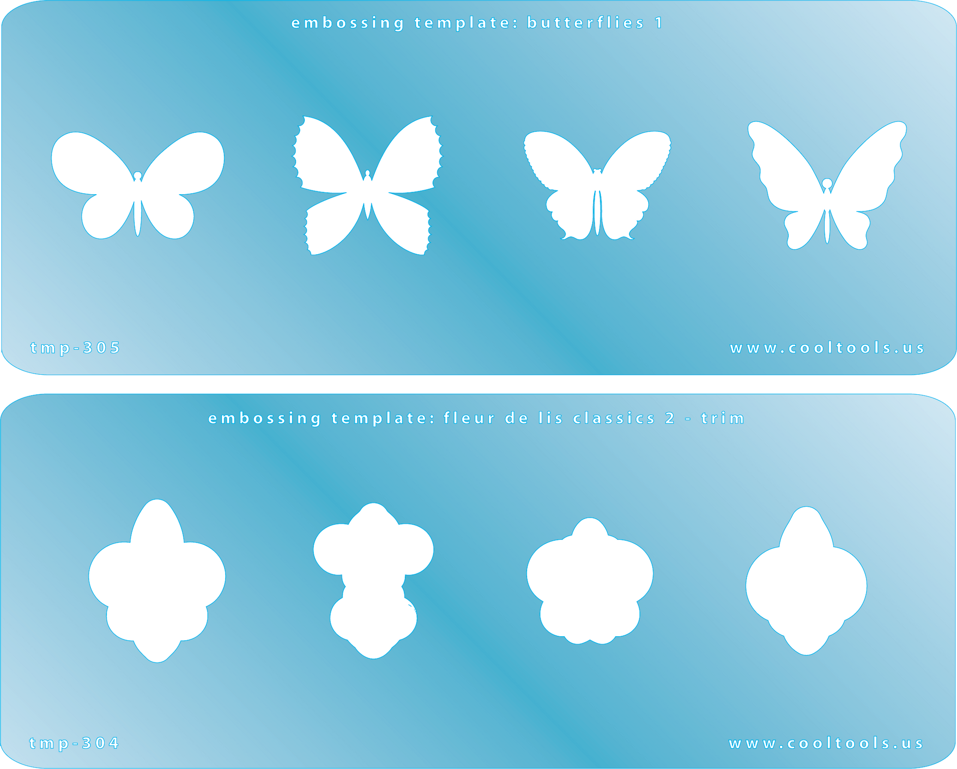 2 Blue Plastic Embossing Template Set - Butterflies 1