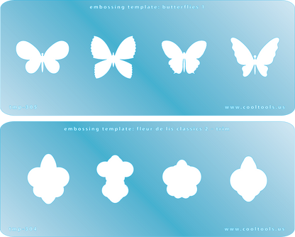 2 Blue Plastic Embossing Template Set - Butterflies 1