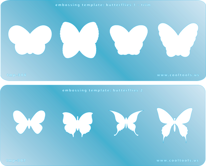 2 Blue Plastic Embossing Template Set - Butterflies 2
