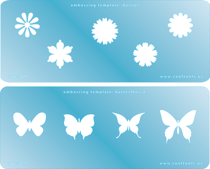 2 Blue Plastic  Embossing Template Set - Daisies