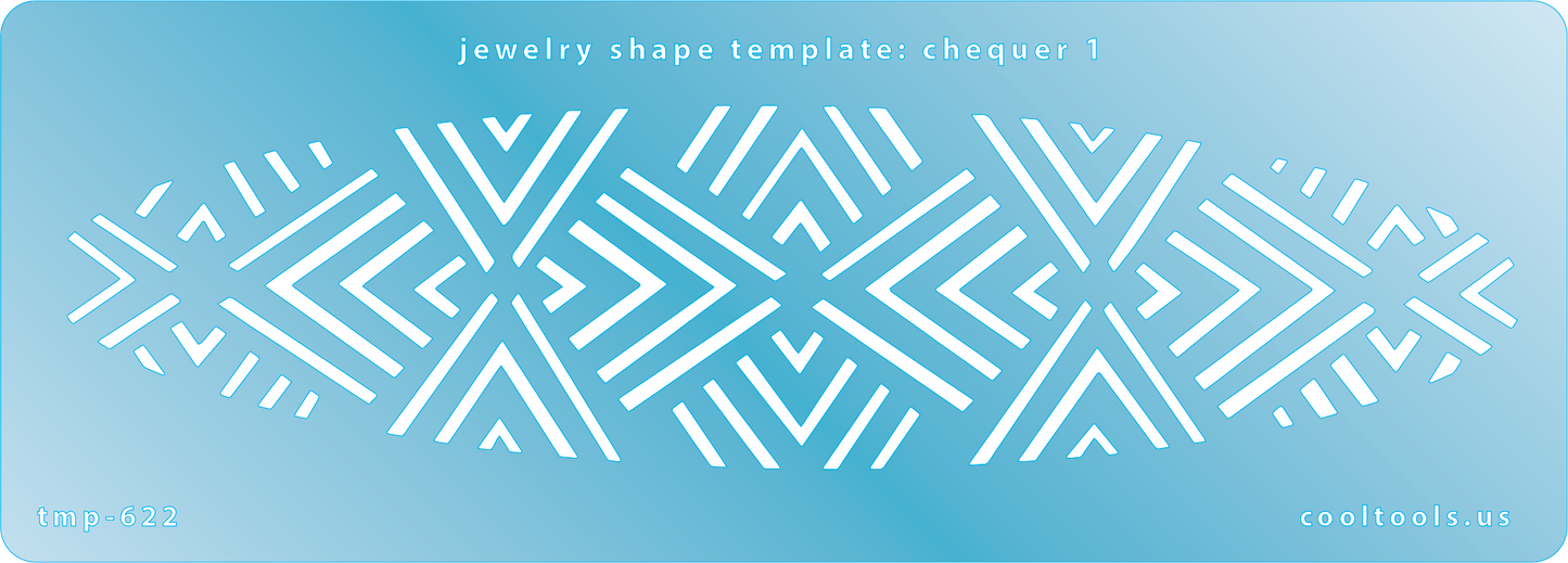 Blue plastic Jewelry Shape Template - Chequer 1 Our special surface makes it easy to find these templates on your workbench, but allows clarity for positioning.
