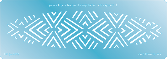 Blue plastic Jewelry Shape Template - Chequer 1 Our special surface makes it easy to find these templates on your workbench, but allows clarity for positioning.