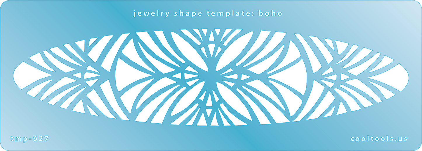 Blue plastic Jewelry Shape Template - Boho Our special surface makes it easy to find these templates on your workbench, but allows clarity for positioning.