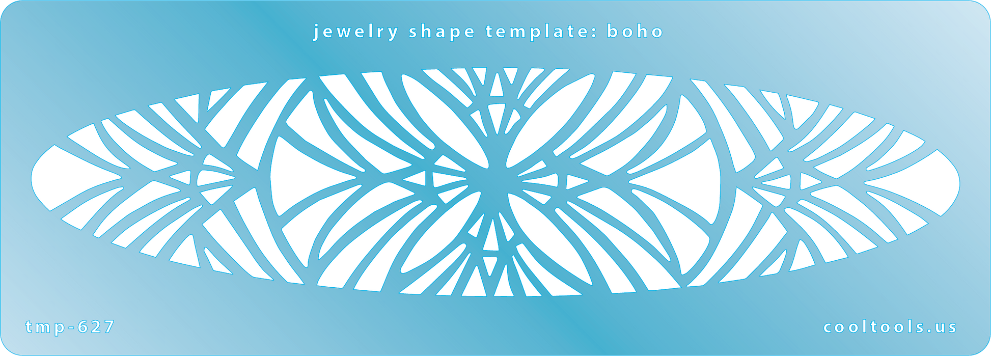 Blue plastic Jewelry Shape Template - Boho Our special surface makes it easy to find these templates on your workbench, but allows clarity for positioning.