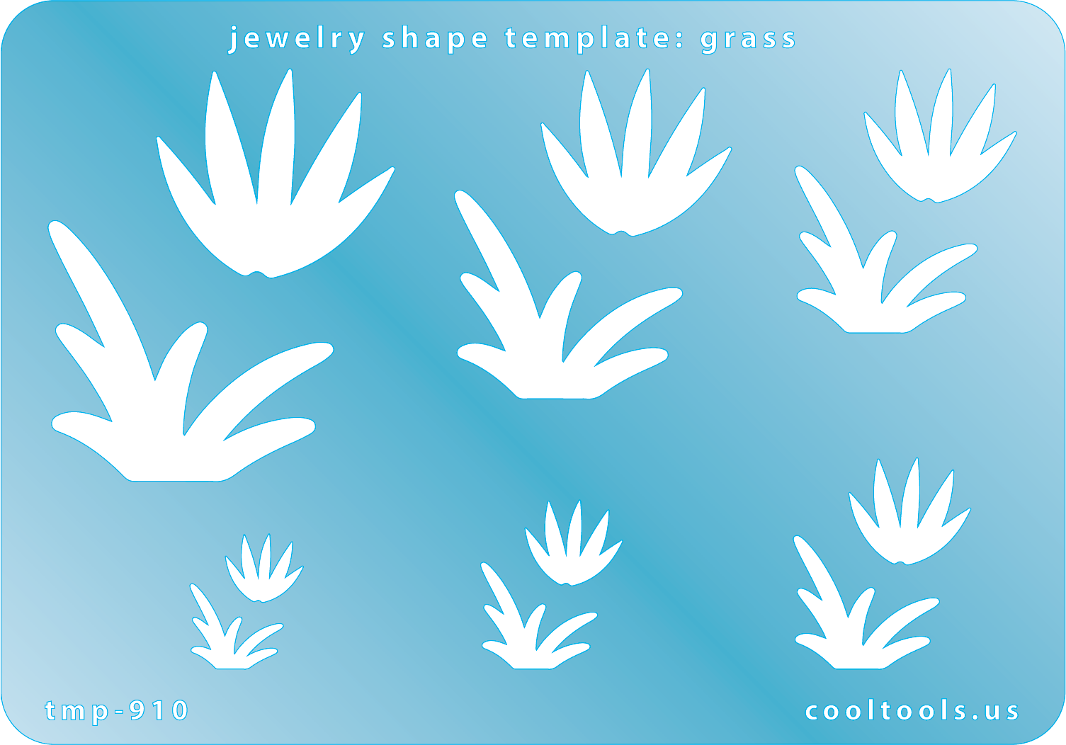 Blue plastic Jewelry Shape Template - Grass Includes 2 designs in 6 graduated sizes. Sizes are from 13mm to 37.5mm.  Our special surface makes it easy to find these templates on your workbench, but allows clarity for positioning.