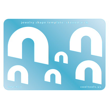 blue plastic Jewelry Shape Template - Skewed Arch