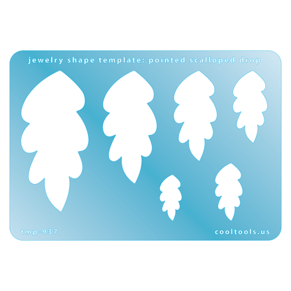 blue plastic Jewelry Shape Template - Pointed Scalloped Drop