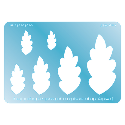 blue plastic Jewelry Shape Template - Pointed Scalloped Drop