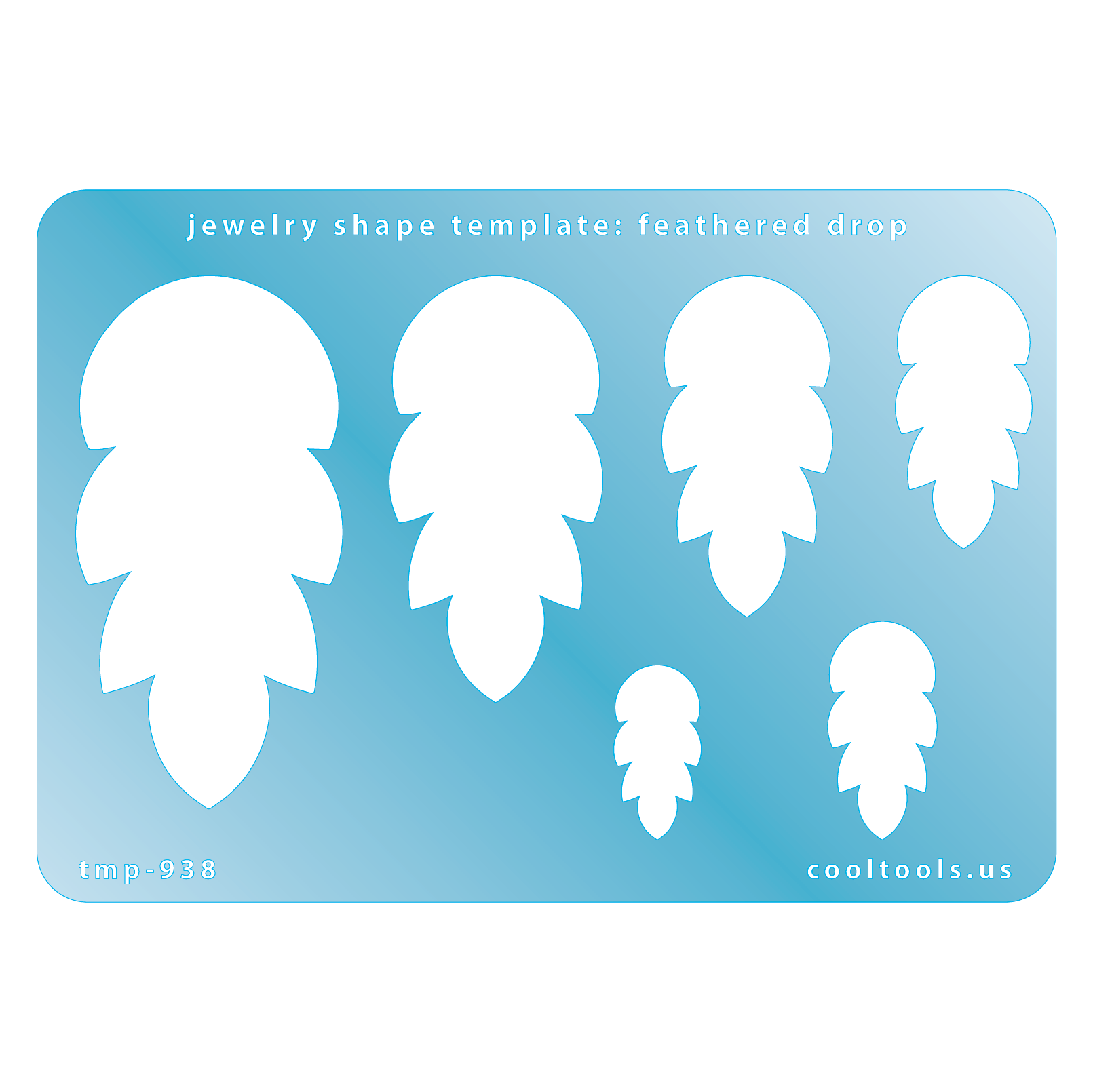 blue plastic Jewelry Shape Template - Feathered Drop