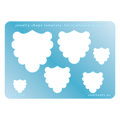 blue plastic Jewelry Shape Template - Fat Scalloped Drop 1