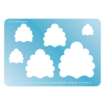 blue plastic Jewelry Shape Template - Fat Scalloped Drop 1
