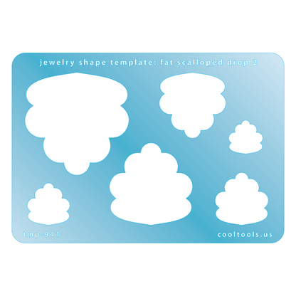 blue plastic Jewelry Shape Template - Fat Scalloped Drop 2