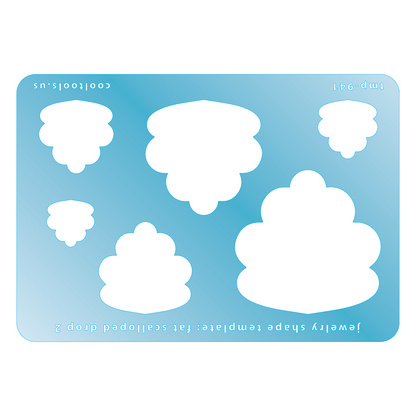 blue plastic Jewelry Shape Template - Fat Scalloped Drop 2