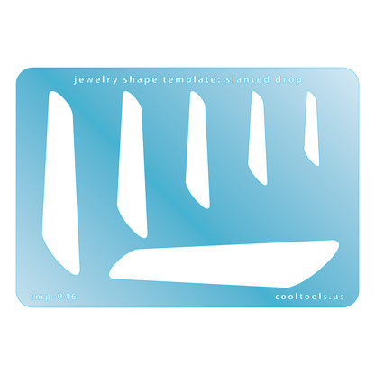 blue plastic Jewelry Shape Template - Slanted Drop