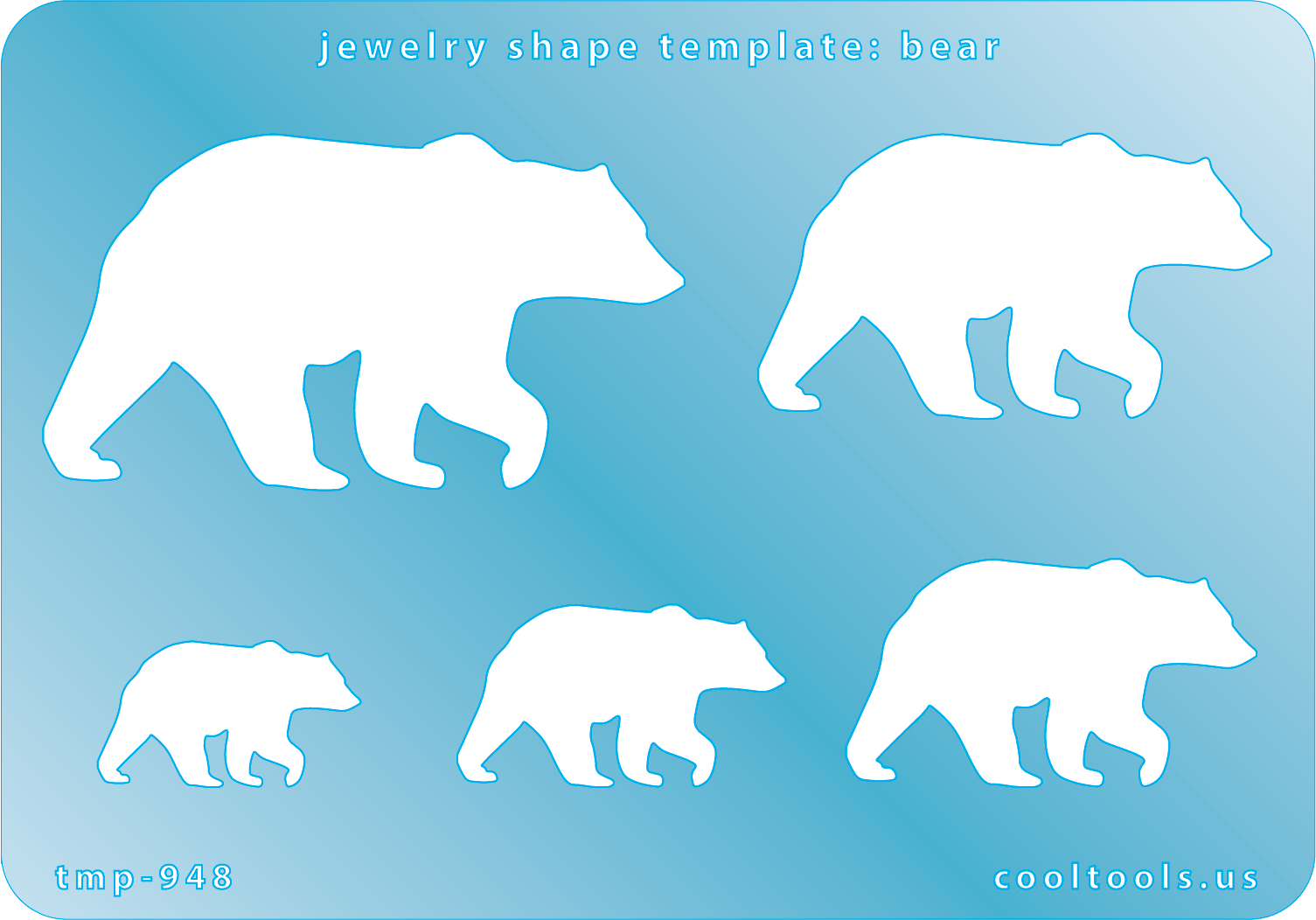 blue plastic 
Jewelry Shape Template - Bear


Includes 1 design in 5 graduated sizes. Sizes are from 25mm to 36mm.

Our special surface makes it easy to find these templates on your workbench, but allows clarity for positioning.