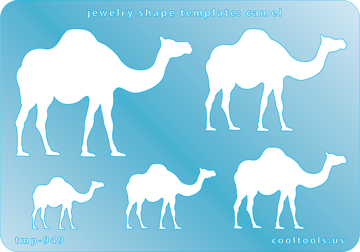 glue plastic 
Jewelry Shape Template - Camel


Includes 1 design in 5 graduated sizes. Sizes are from 22mm to 55mm.

Our special surface makes it easy to find these templates on your workbench, but allows clarity for positioning.