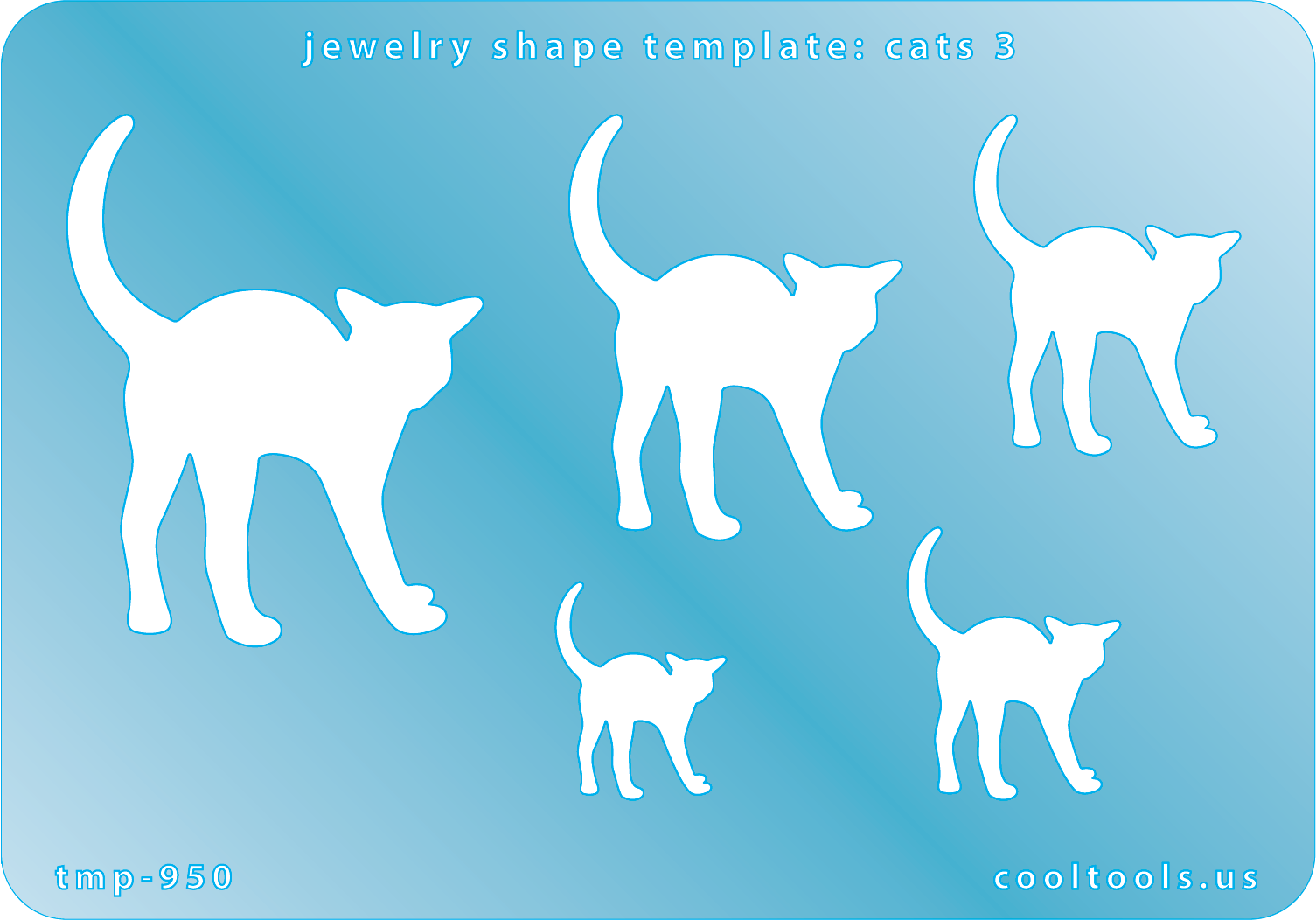 blue plastic Jewelry Shape Template - Cats 3


Includes 1 design in 5 graduated sizes. Sizes are from 22mm to 57mm.

Our special surface makes it easy to find these templates on your workbench, but allows clarity for positioning.