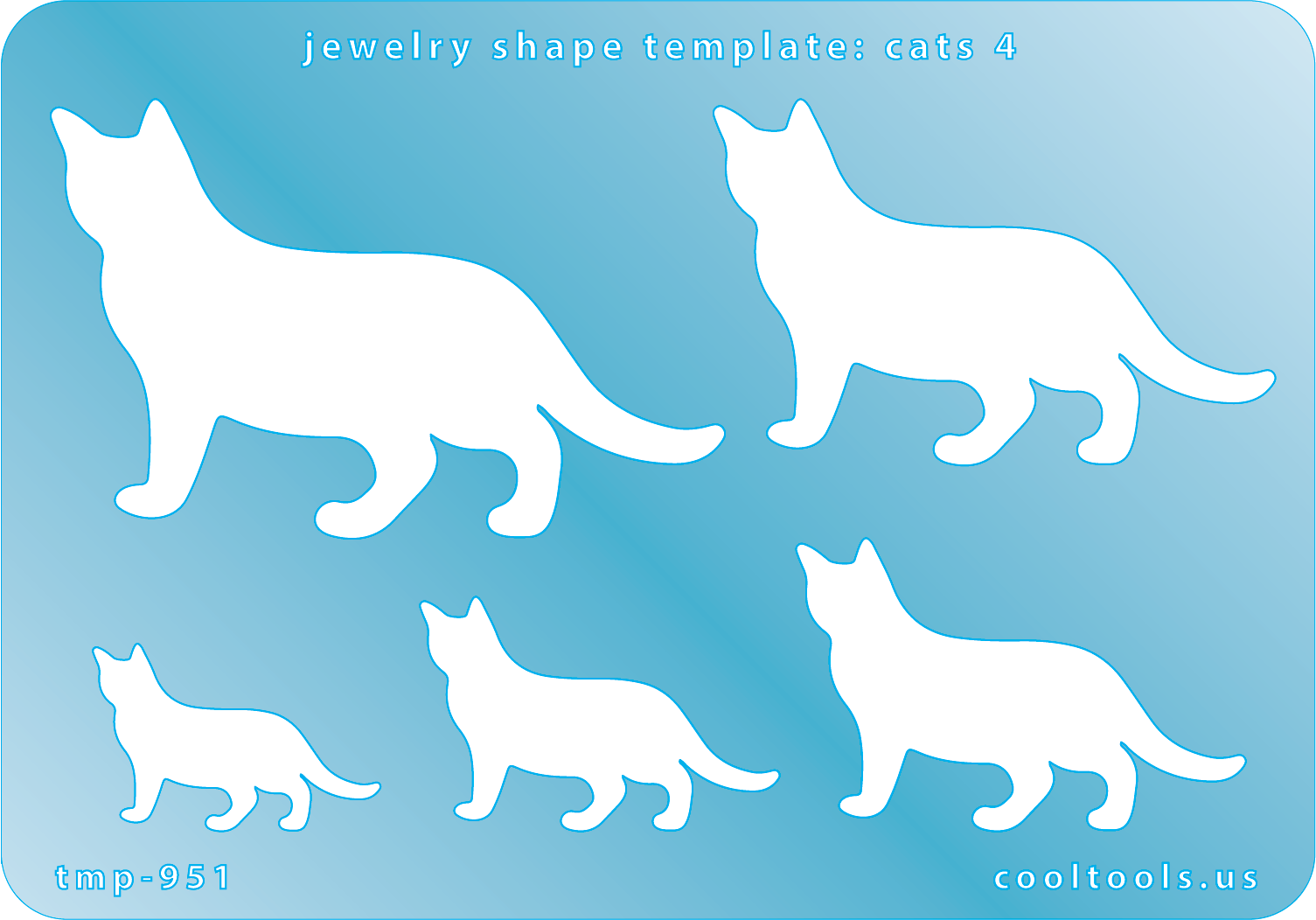 blue plastic Jewelry Shape Template - Cats 4


Includes 1 design in 5 graduated sizes. Sizes are from 28mm to 70mm.

Our special surface makes it easy to find these templates on your workbench, but allows clarity for positioning.