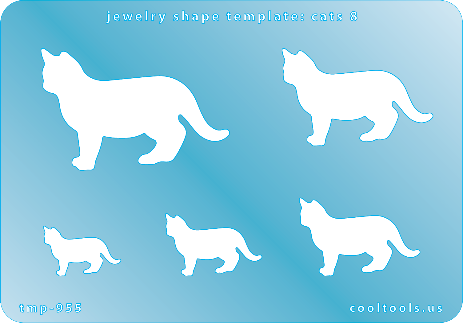 blue plastic Jewelry Shape Template - Cats 8


Includes 1 design in 5 graduated sizes. Sizes are from 22mm to 54mm.

Our special surface makes it easy to find these templates on your workbench, but allows clarity for positioning.

Made in the USA