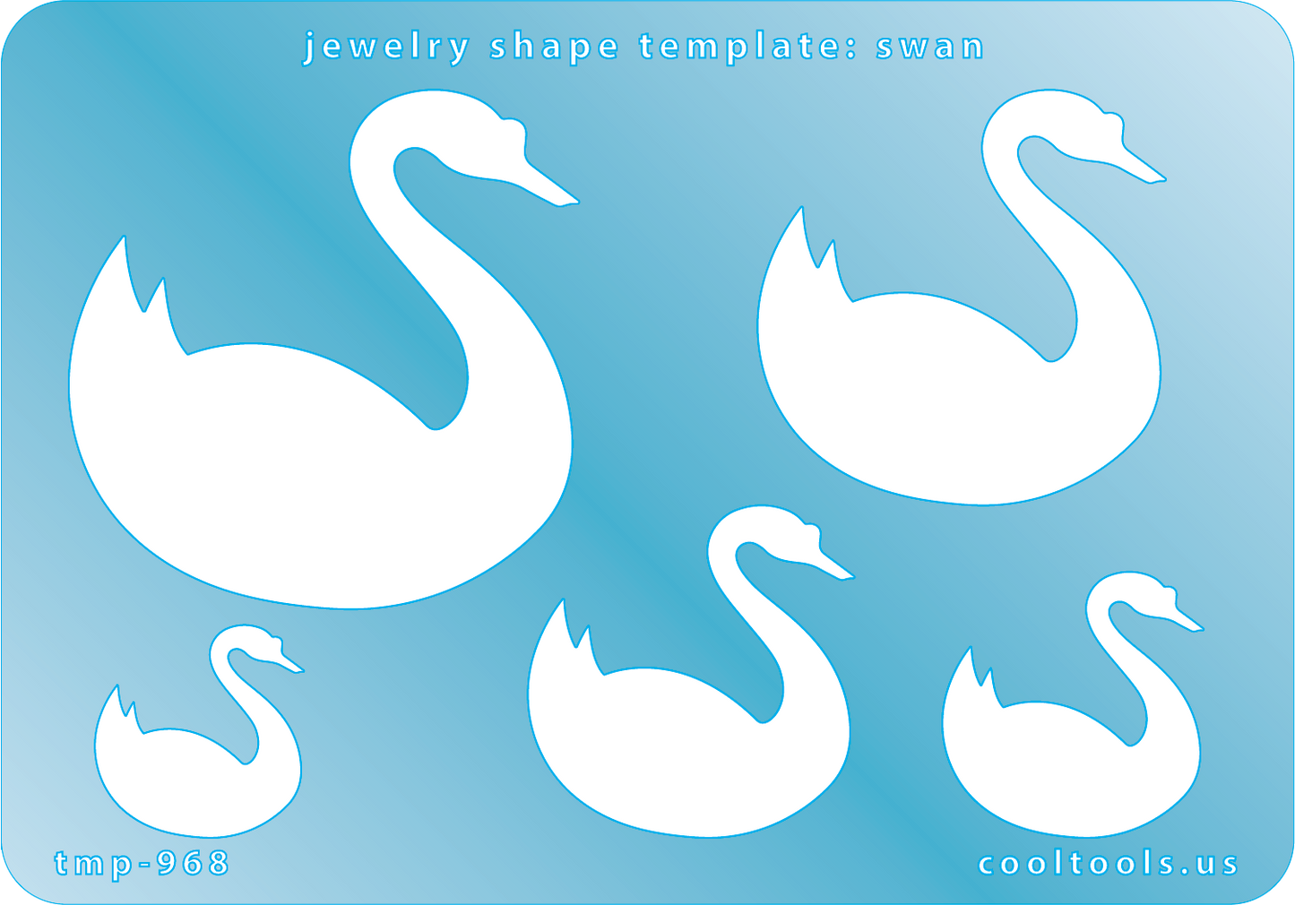 blue plastic Jewelry Shape Template - Swan


Includes 1 design in 5 graduated sizes. Sizes are from 20mm to 51mm.

Our special surface makes it easy to find these templates on your workbench, but allows clarity for positioning.