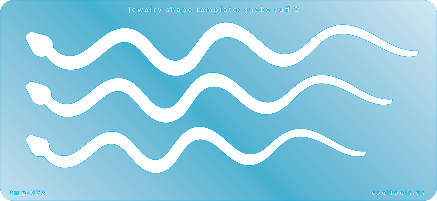 blue plastic Jewelry Shape Template - Snake Cuff 2


Sizes 7.5, 7.0, 6.5 inches wide

Our special surface makes it easy to find these templates on your workbench, but allows clarity for positioning.