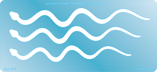 blue plastic Jewelry Shape Template - Snake Cuff 2


Sizes 7.5, 7.0, 6.5 inches wide

Our special surface makes it easy to find these templates on your workbench, but allows clarity for positioning.