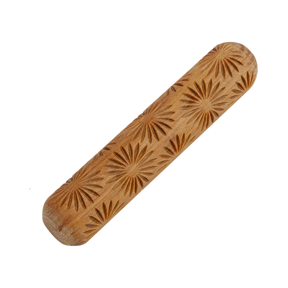 Large Wooden Hand Roller - Flowers