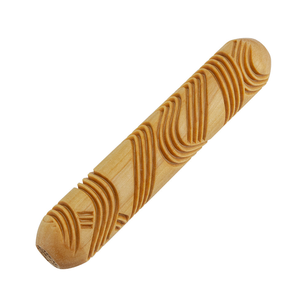 Large Wooden Hand Roller - Wavy Lines