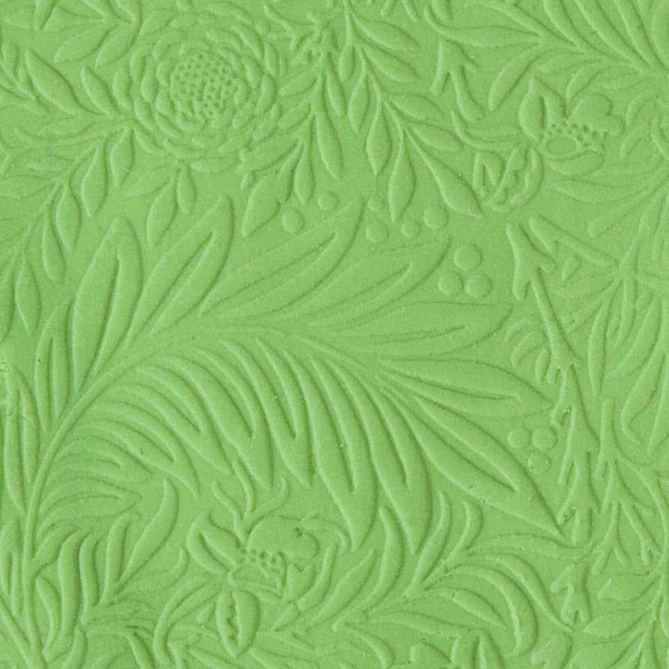 sample of Texture Mat - Botanical Symphony Collection - Floral Bells in green clay
