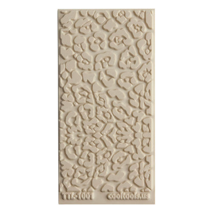 Texture Tile - Jaguar Print. Beige Texture Tiles are flexible, washable and can be used with any soft clay. Spritz with CoolSlip or dust on Dry Powder Release for stick-free impressions when using metal clay and polymer clay.