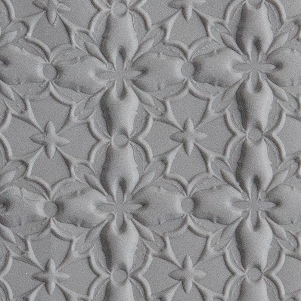 Texture Tile - Talavera Embossed sample rolled in gray polymer clay